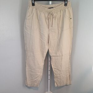 Roz & Ali Slip-On Linen Pant / Beige / 2x